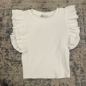 Zara White Ruffle Top